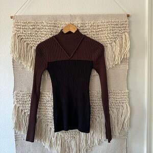 Marina Moscone Colorblock Mockneck Sweater